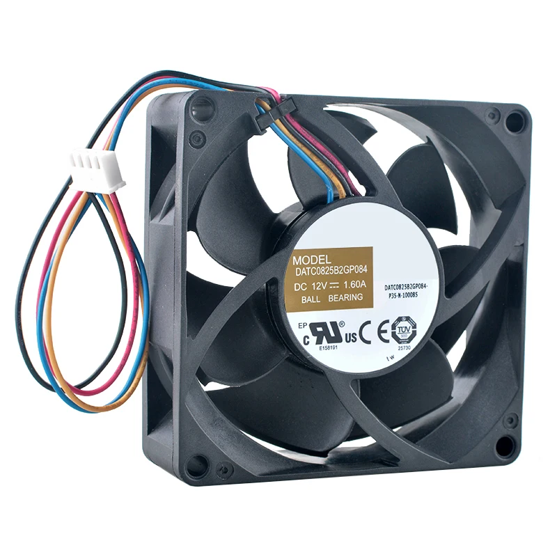 

DATC0825B2GP084 8cm 80mm fan 80x80x25mm DC12V 1.60A 4-pin Dual ball bearing axial flow fan cooling fan for server workstations