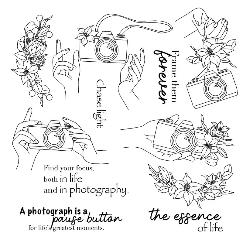 Flowers Hands And Camera Clear Stamp DIY Scrapbooking Supplies Silicone Stamp For Card Making Albums