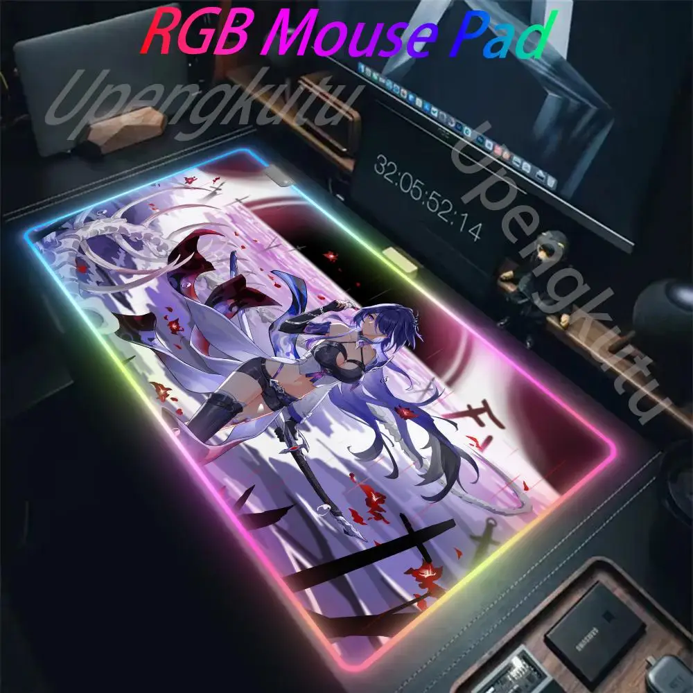 

Honkai Star Rail Acheron RGB коврик для мыши, максимальный размер 50x100, игровой коврик для мыши, большой тонкий резиновый Настольный коврик для ноутбука, Настольный коврик