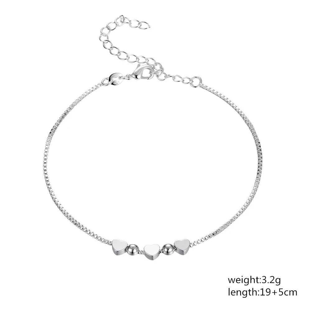 Hot Pretty Romantic Heart Box Chain 925 Sterling Silver Bracelet for Woman Fashion Fine Jewelry Wedding Party Best Friend Gifts