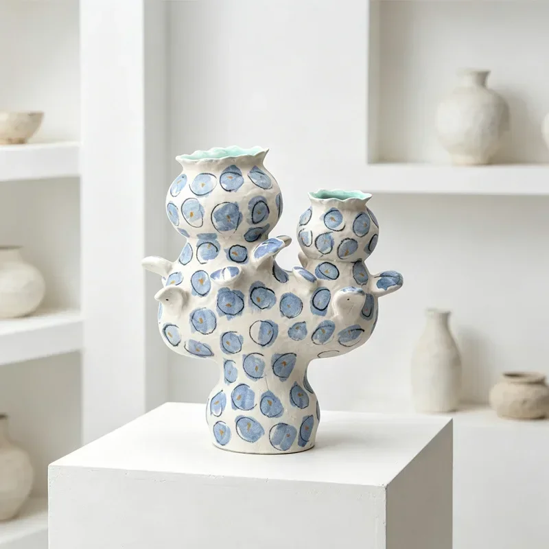 New Art Ceramic Vase Cactus Glazed Transformation Pottery Bottle Flowerpot Porcelain Handicraft Vases Home Decorat