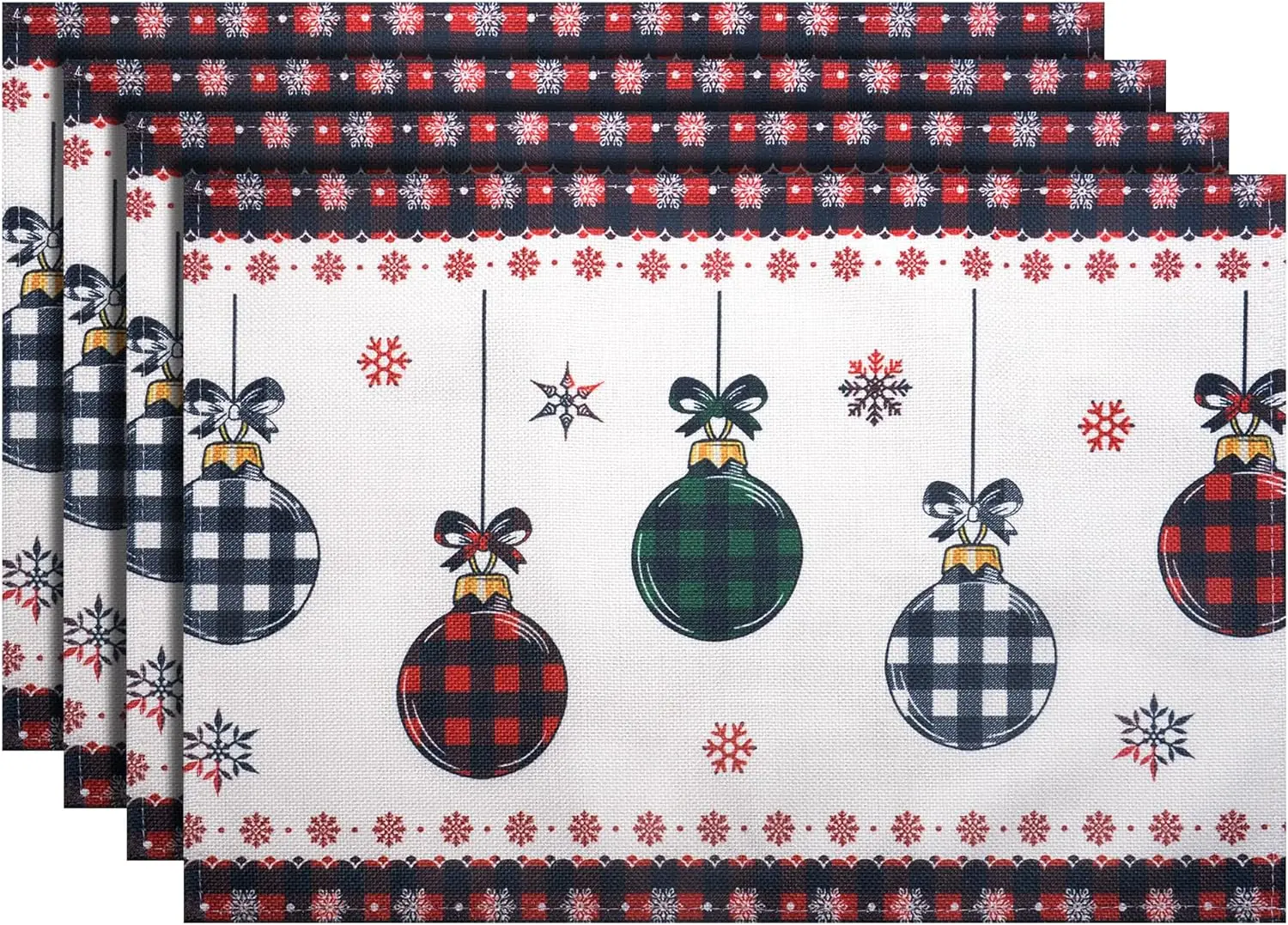 

Christmas Placemats Set of 4 Xmas Colorful Lights Table Mats for Dining Table Decorations Thick Linen Holiday Place Mats 18x12In