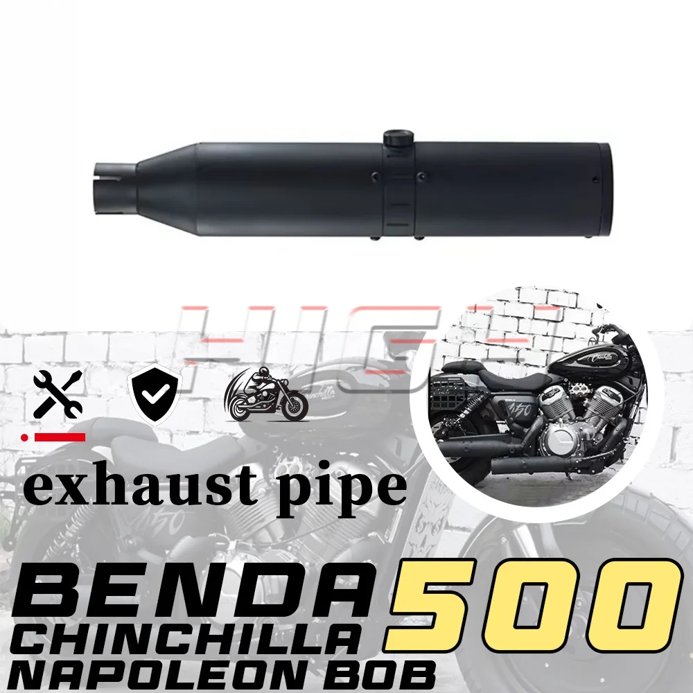 Modified Right Dual Outlet Exhaust With Middle Valve For Benda Napoleon bob 500 Chinchilla 500 Motorcycle