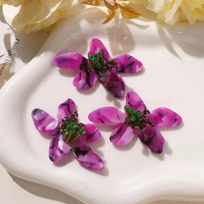 10pcs Crystal Five petal Flower beaded patches for clothing parches bordados para ropa Hair clip shoe flower accessories patch