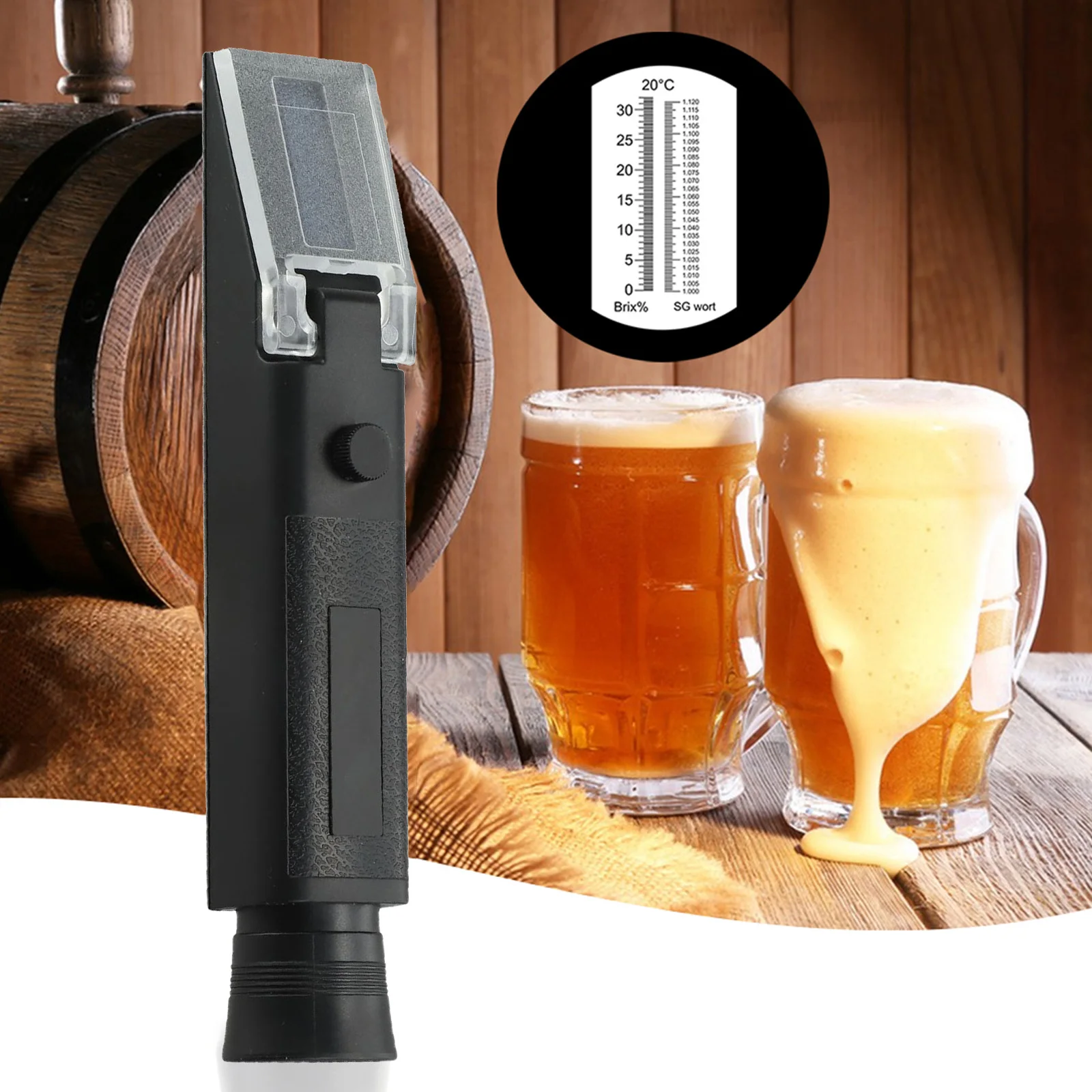 Alcohol Refractometer Of 0~80% Volume Percent Scale Range For Liquor Production And Distilled Beverages Outdoor Cooking Eating