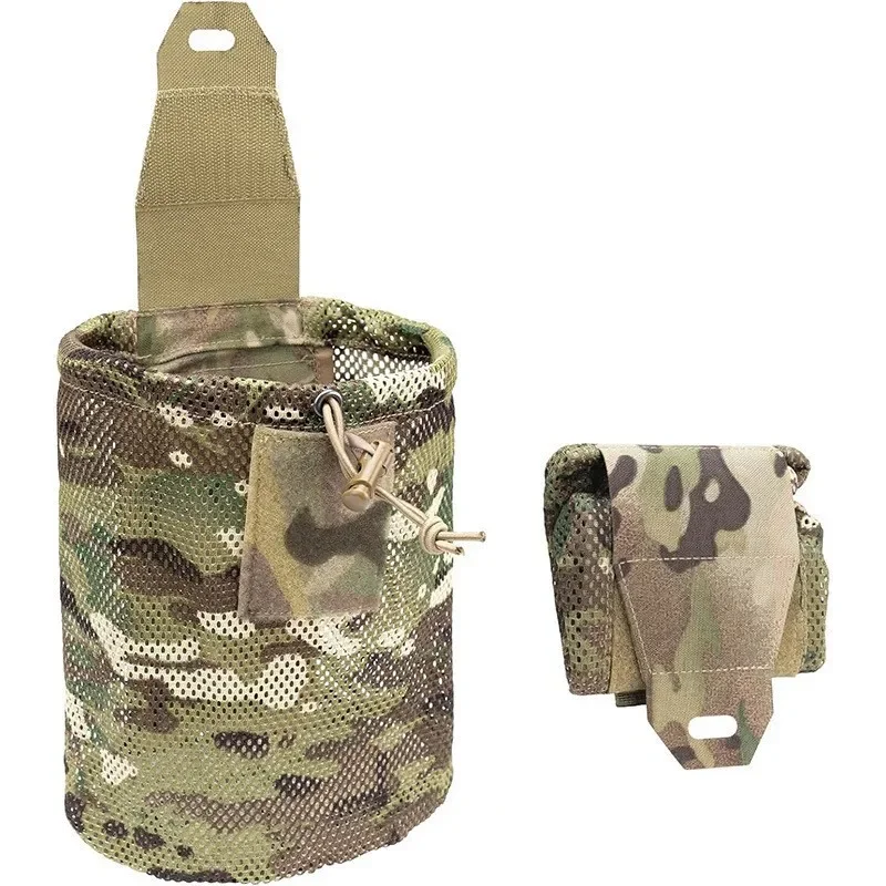 Tactical Folding Water Bottle Mesh Pouch Waist Hanging Multi‑purpose Miscellaneous Storage Hunting Bags Camping Outdoor Sports