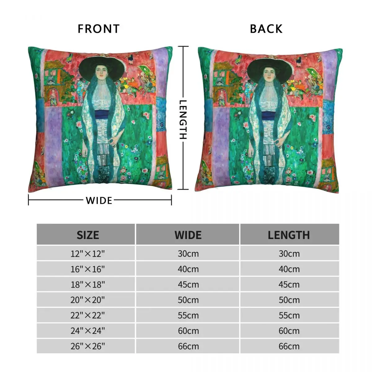 Gustav Klimt Adele Bloch Bauer Square Pillowcase Polyester Linen Velvet Printed Zip Decor Pillow Case Car Cushion Case 45x45