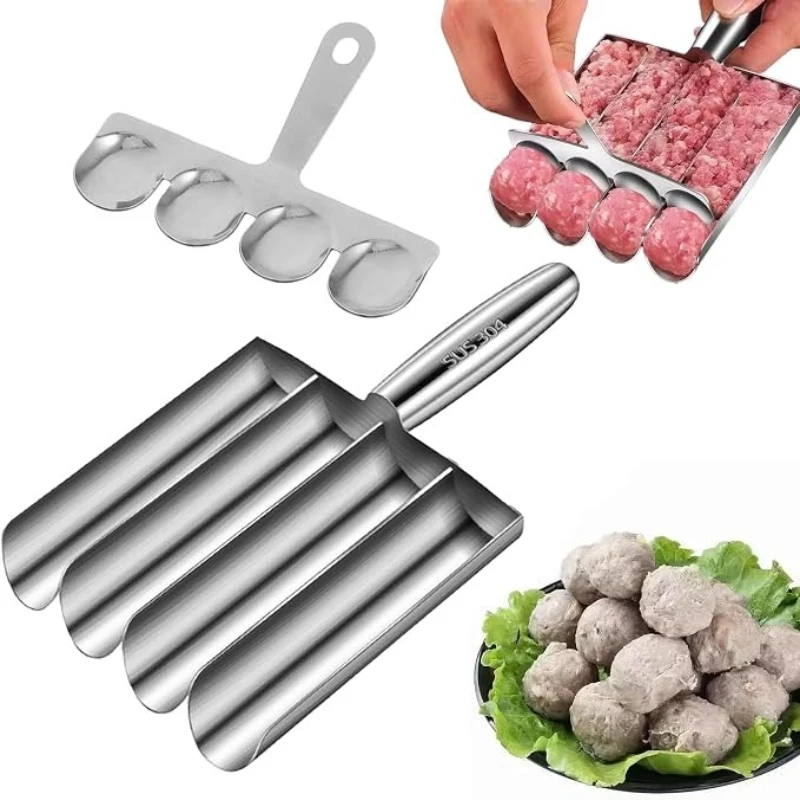 Meatball Maker Tool Spoon with Cutting Stainless Steel Kitchen Restaurant Must Have Meatball Making DIY Quick Cooking Meatballs