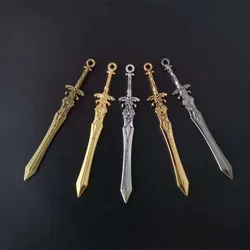 New Arrivaling 6Pcs 5Color 70*11mm Zinc Alloy Sword Charms For Jewelry Making DIY Handmade Weapons Pendant Charms