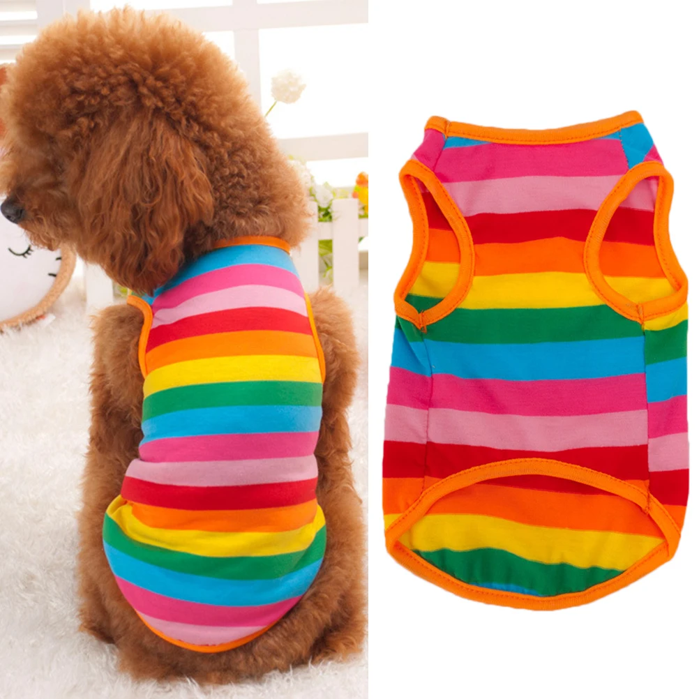 

Rainbow Pet Vest Comfortable Dog Clothes Small Summer Xs Hawaiian Shirt Dog's Waistcoat Puppy Clothing Extra Dresses Tank