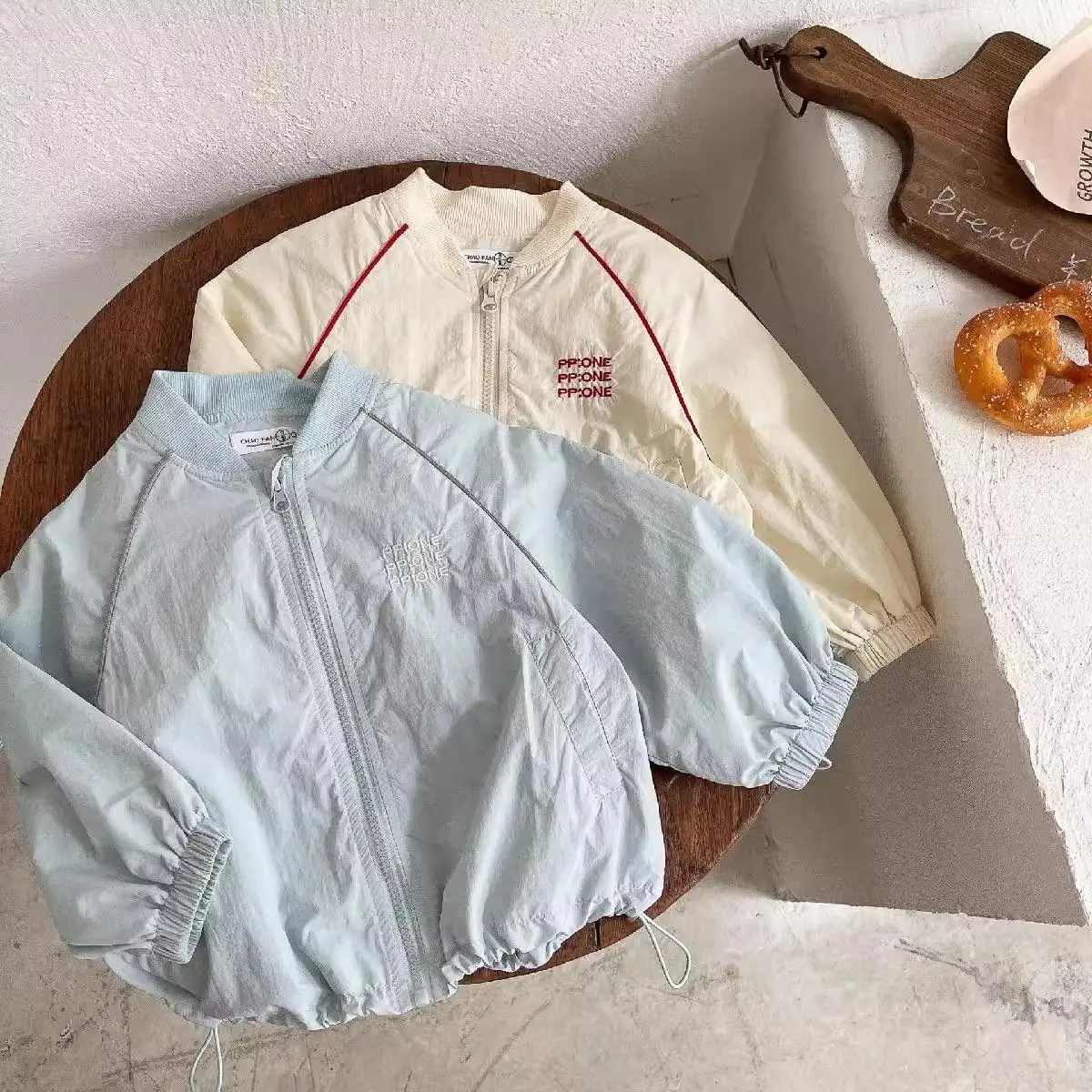 

Cardigan Long Sleeves Versatile Spring Autumn New Boys Grils Children Letter Embroidery Jacket Stand Collar Sweet Loose