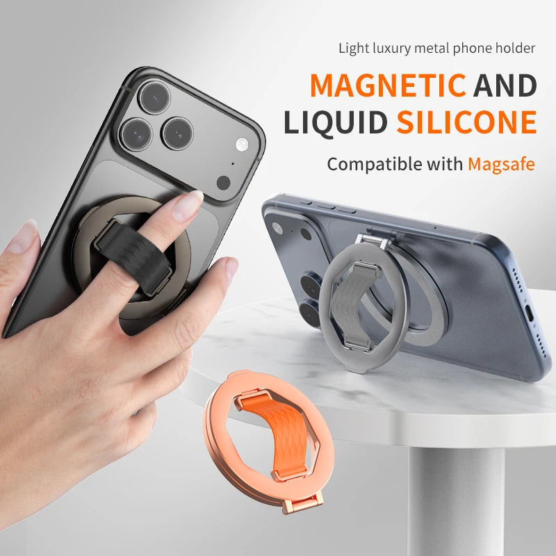 2026 Neuer magnetischer Handyhalter für MagSafe, faltbarer, tragbarer Fingerring-Ständer für iPhone 17 16 15 Pro Max Samsung