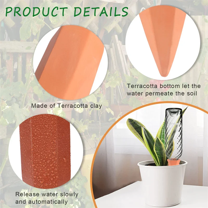 1Set Potted Plant Automatic Watering Device Laterite Ceramic Seepage Device to Keep Soil Moisture Gardening Plant Watering Nails