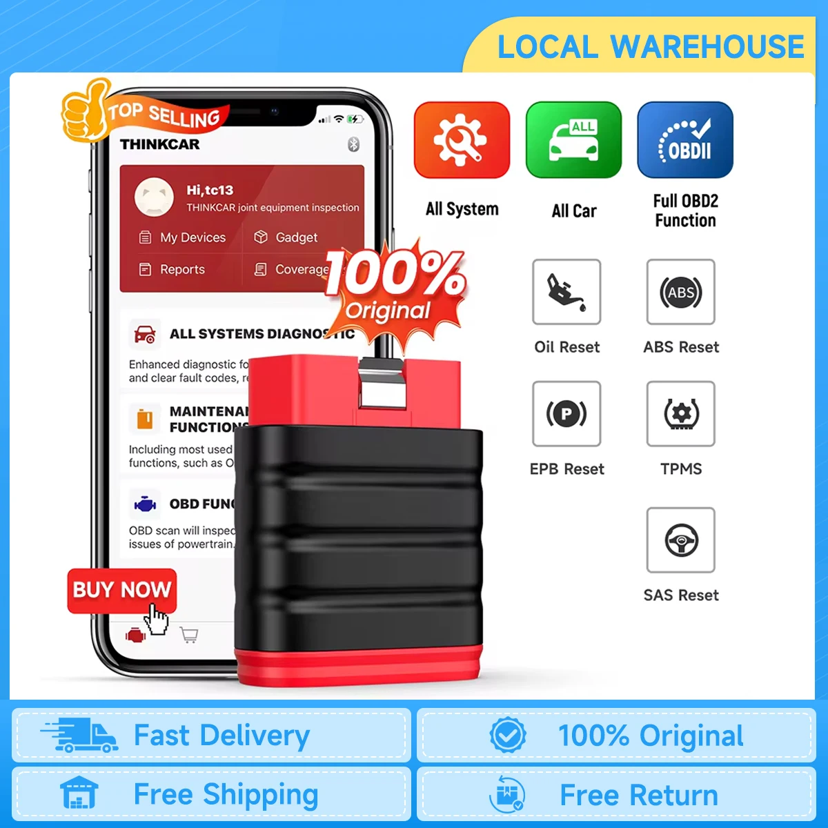 

Thinkcar Thinksafe Bluetooth OBD2 Scanner Car Code Reader 5 Reset All System OBD 2 Auto Diagnostic Scan Tools PK Thinkdiag