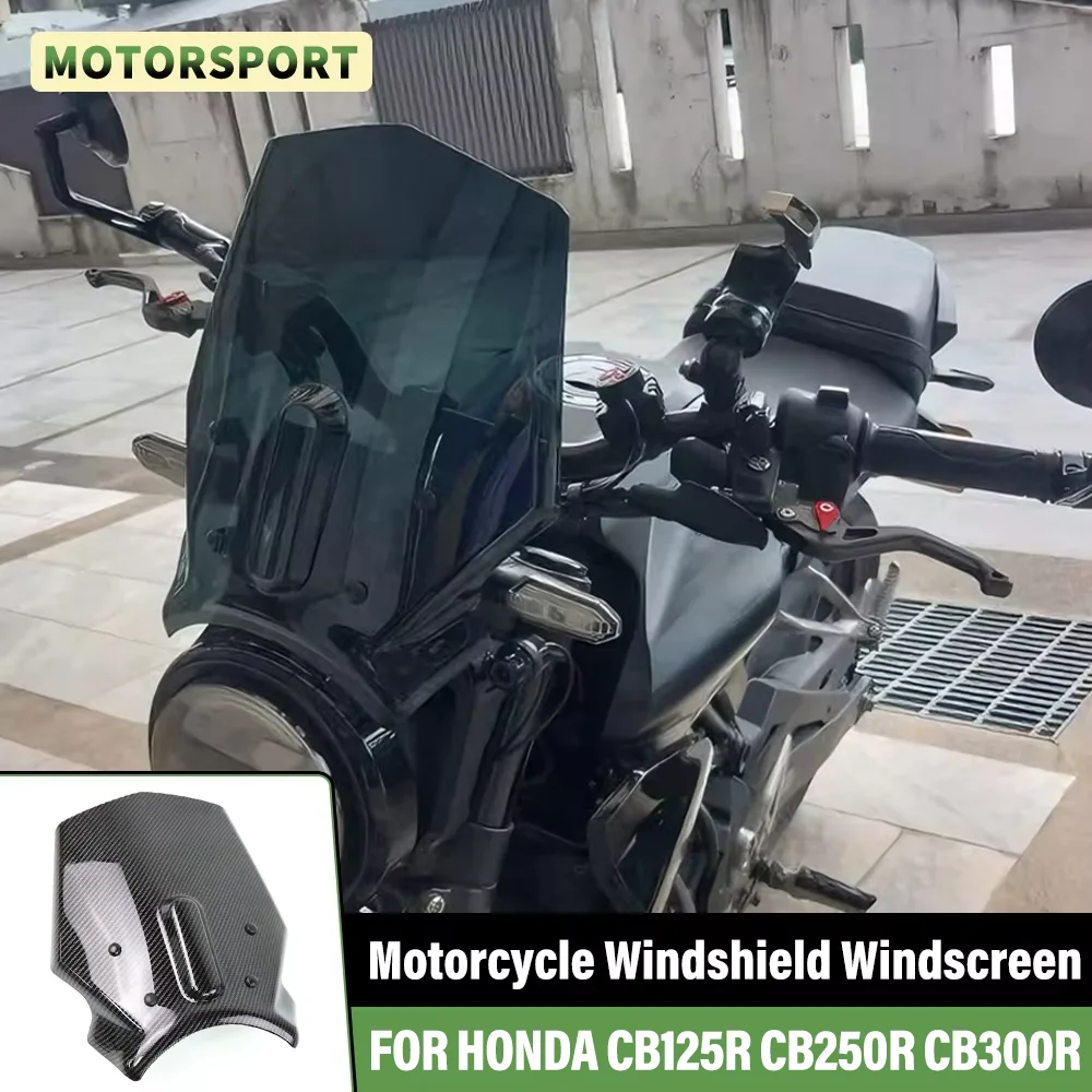 Für HONDA CB125R CB300R CB250R Motorrad-Frontscheibe mit Halterung Windabweiser Verkleidung Luftstromschutz