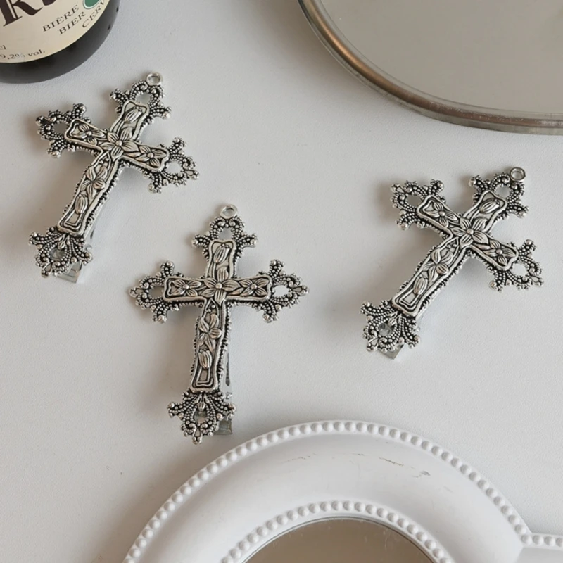 1pc/1pair Hair Clip Gothic Cross Shape Hairpin for Ponytail Bangs Halloween Look Style Hairpins for Teenagers Children