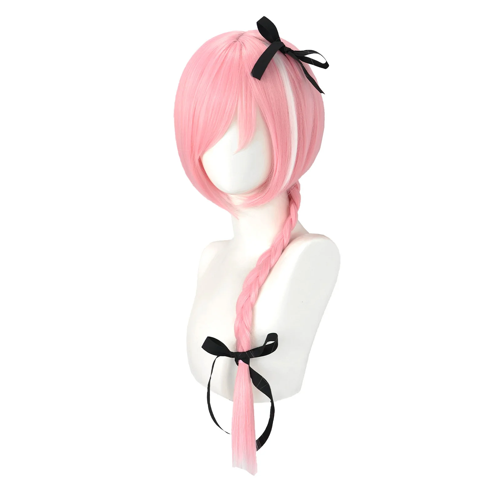 Astolfo Cosplay Wig  Long Pink Braided Heat Resistant Synthetic Hair Perucas Cosplay Wig for Halloween Carnival Party