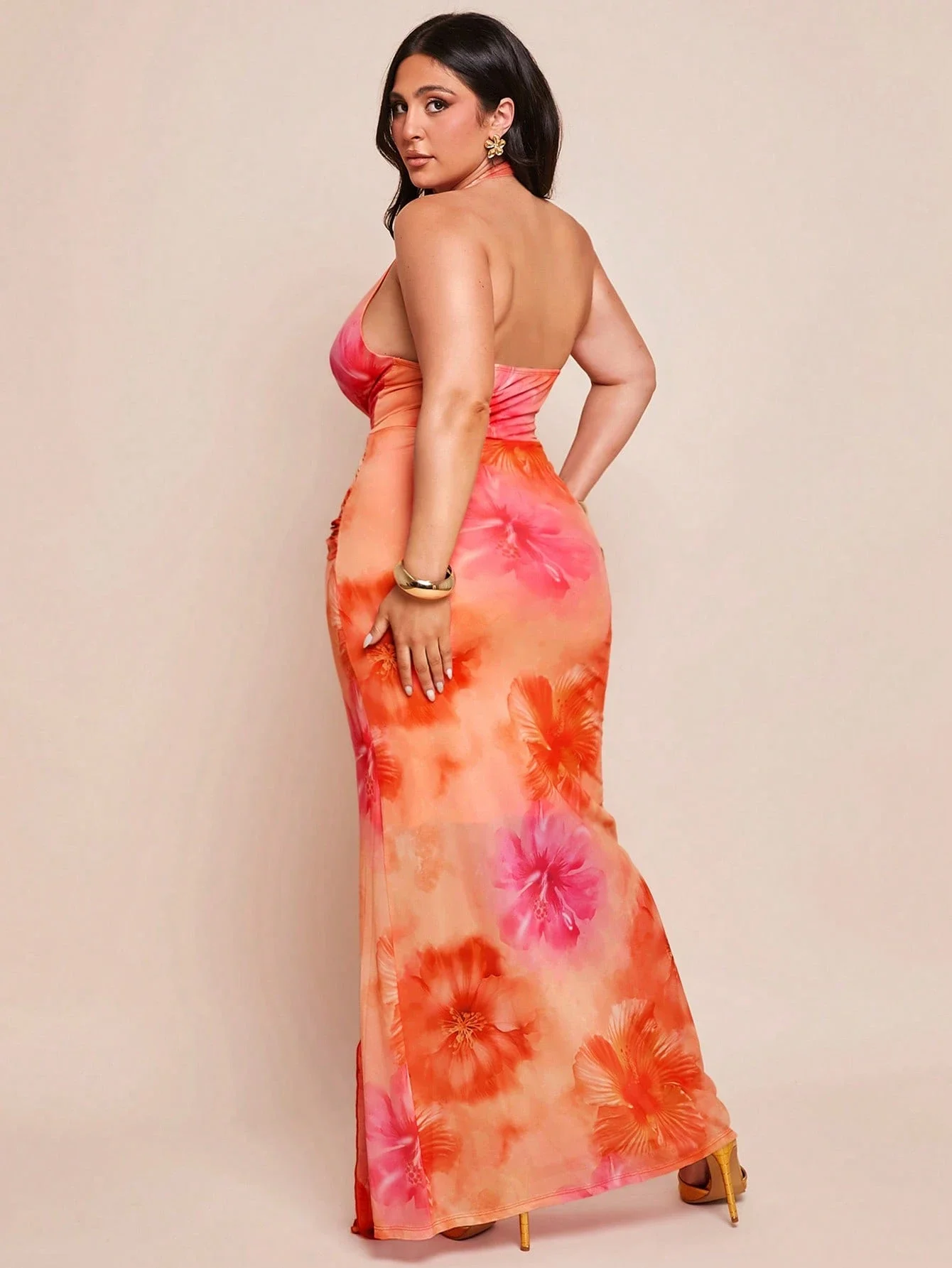 

Elegant Plus Size V-Neck Floral Maxi Dress For Summer Party Wedding Guest
