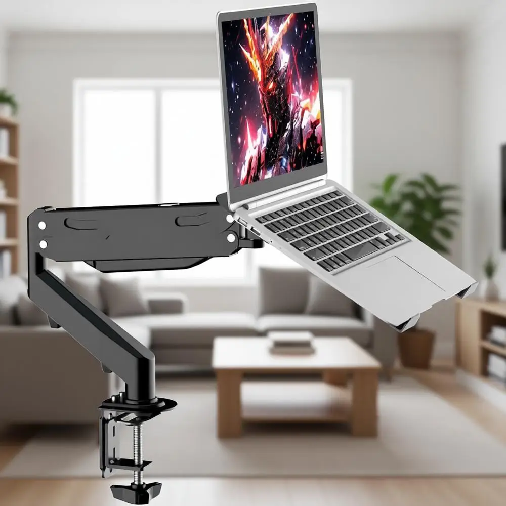 

Регулируемое крепление для ноутбука с газовой пружиной для ноутбуков 12-17 дюймов и мониторов 13-32 дюймов, выдерживает до 22 фунтов (10 кг)