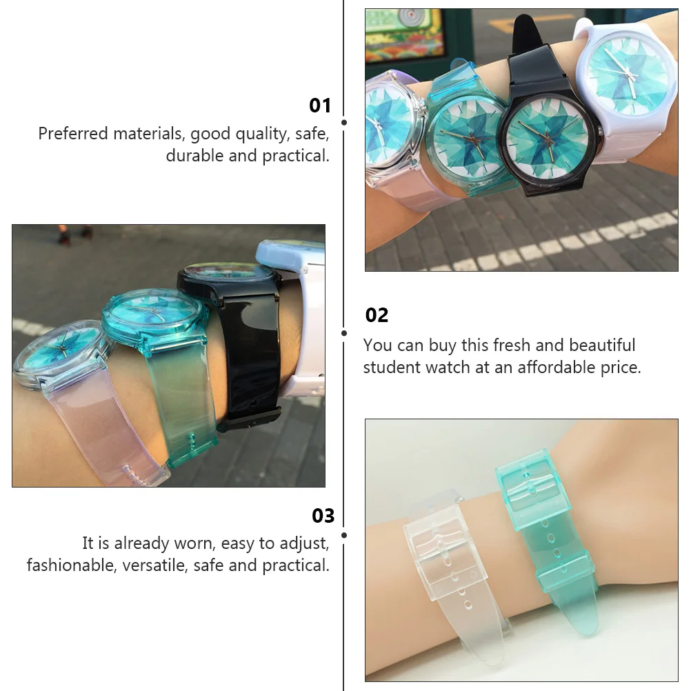 1pc Transparent Jelly Watch For Stylish Quartz Student Wristwatch Casual Fresh Simple Chic Practical Timepiece