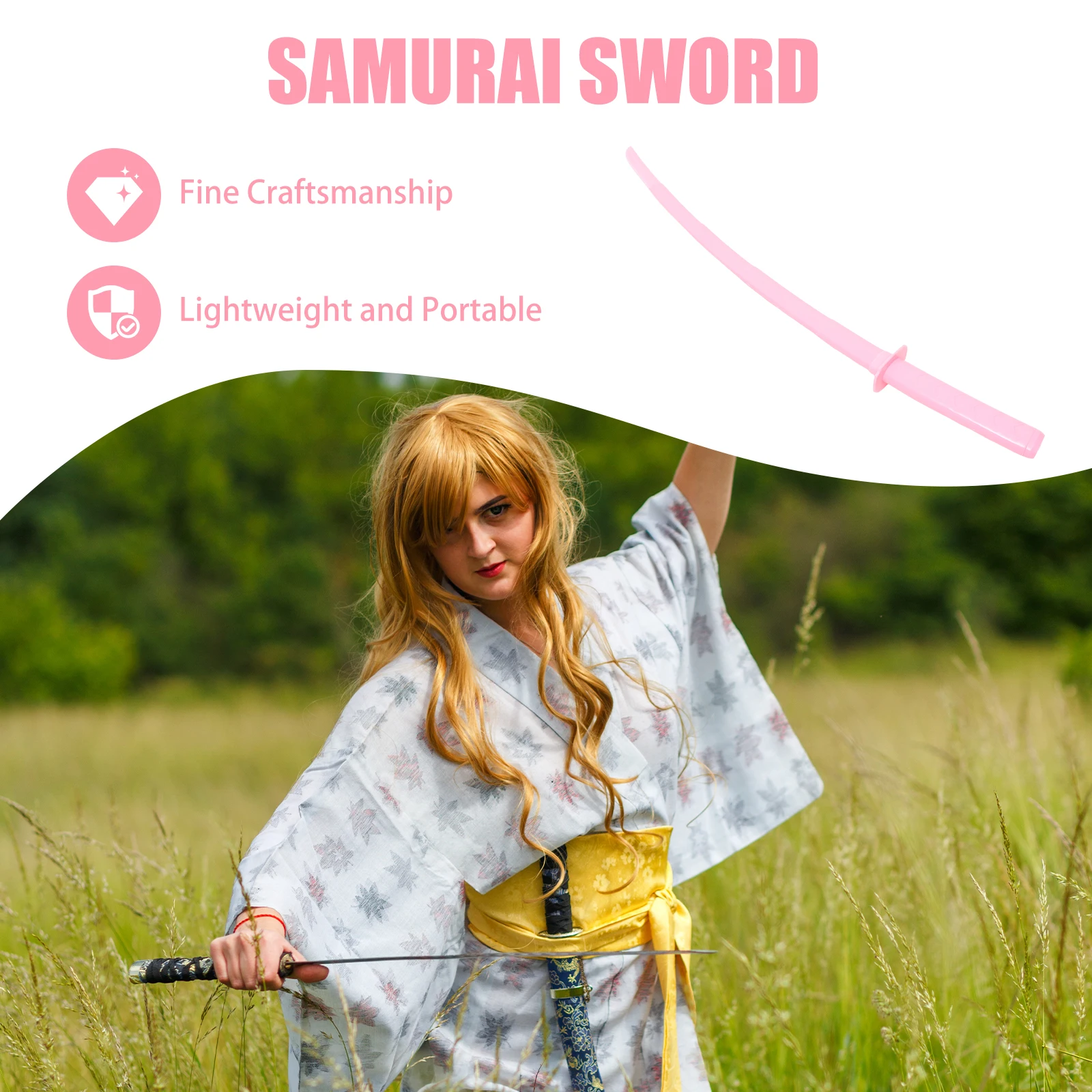 Giocattolo spada retrattile in plastica leggera in stile giapponese per cosplay, per bomboniere, compleanni, Halloween all'aperto