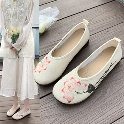 2024 New Chinese Style Printed Women's Flat Shoes Summer Comfortable Breathable Mom Shoes Women Outdoor Casual Walking Shoes