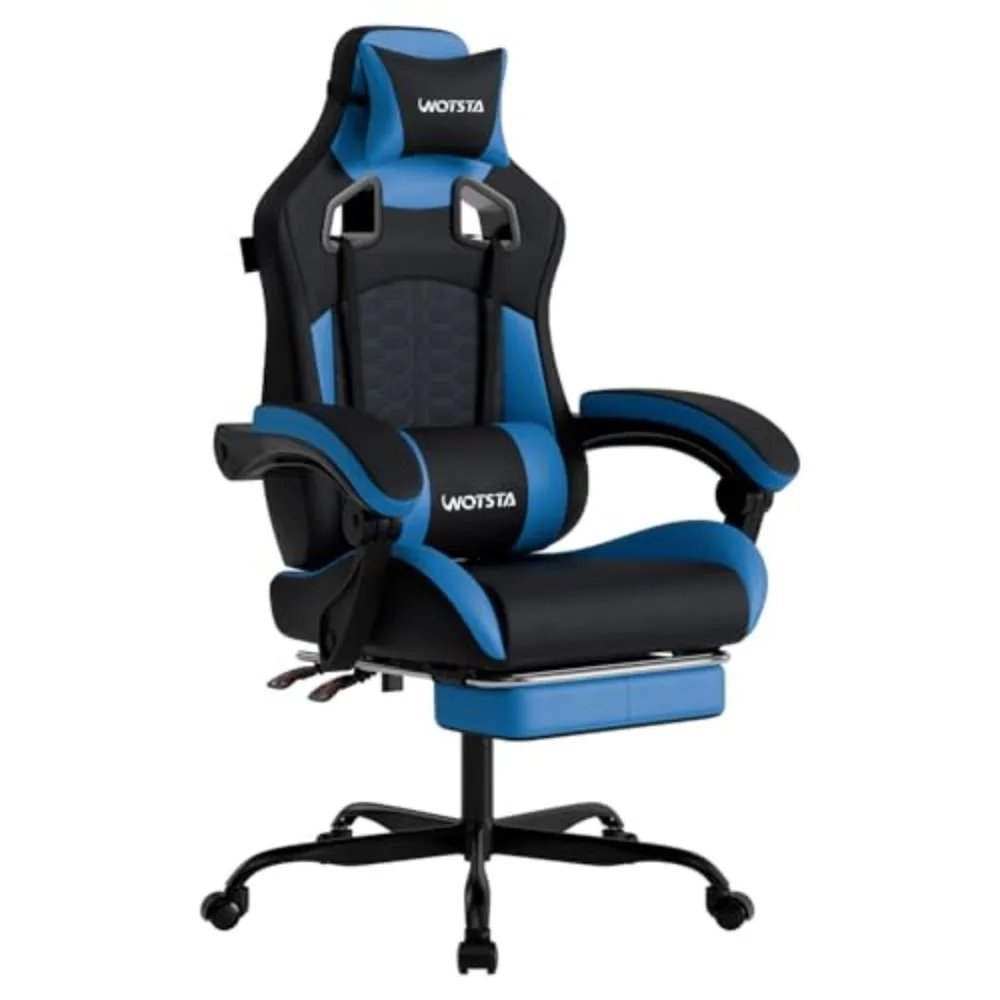 Gaming Chair with Footrest, Gaming Chairs PVC Leather Ergonomic Office Gamer Chair Headrest Lumbar Support Racing Style image 2