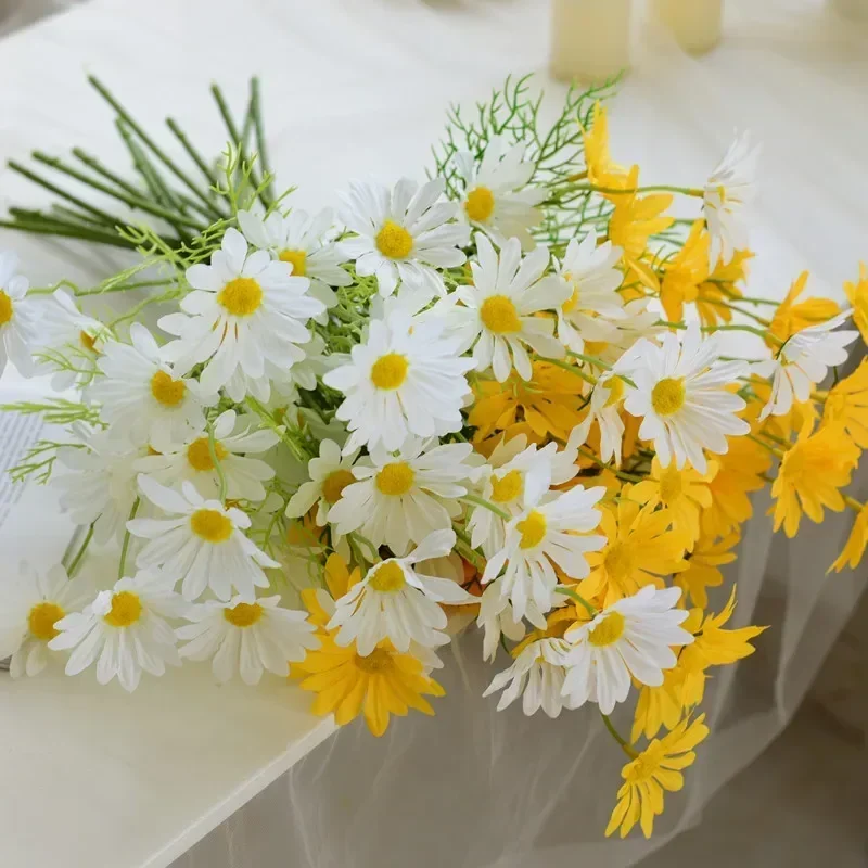 1pcs Artificial 5 Heads Long Branch Bouquet for Home Wedding Garden White Daisy Flower DIY Vase Living Room Party Decoration