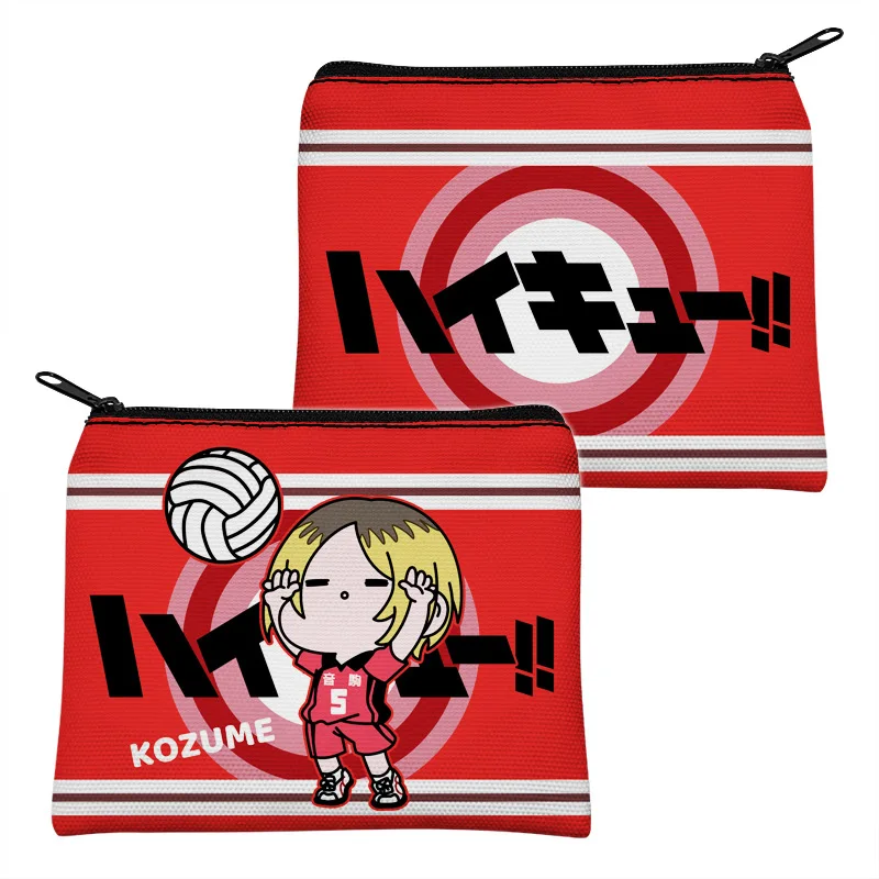 Imagem -05 - Anime Haikyuu Bolsa de Moedas de Lona Portátil Carteira de Moda Bonito Hinata Kageyama Tsukishima Kozume Kurono