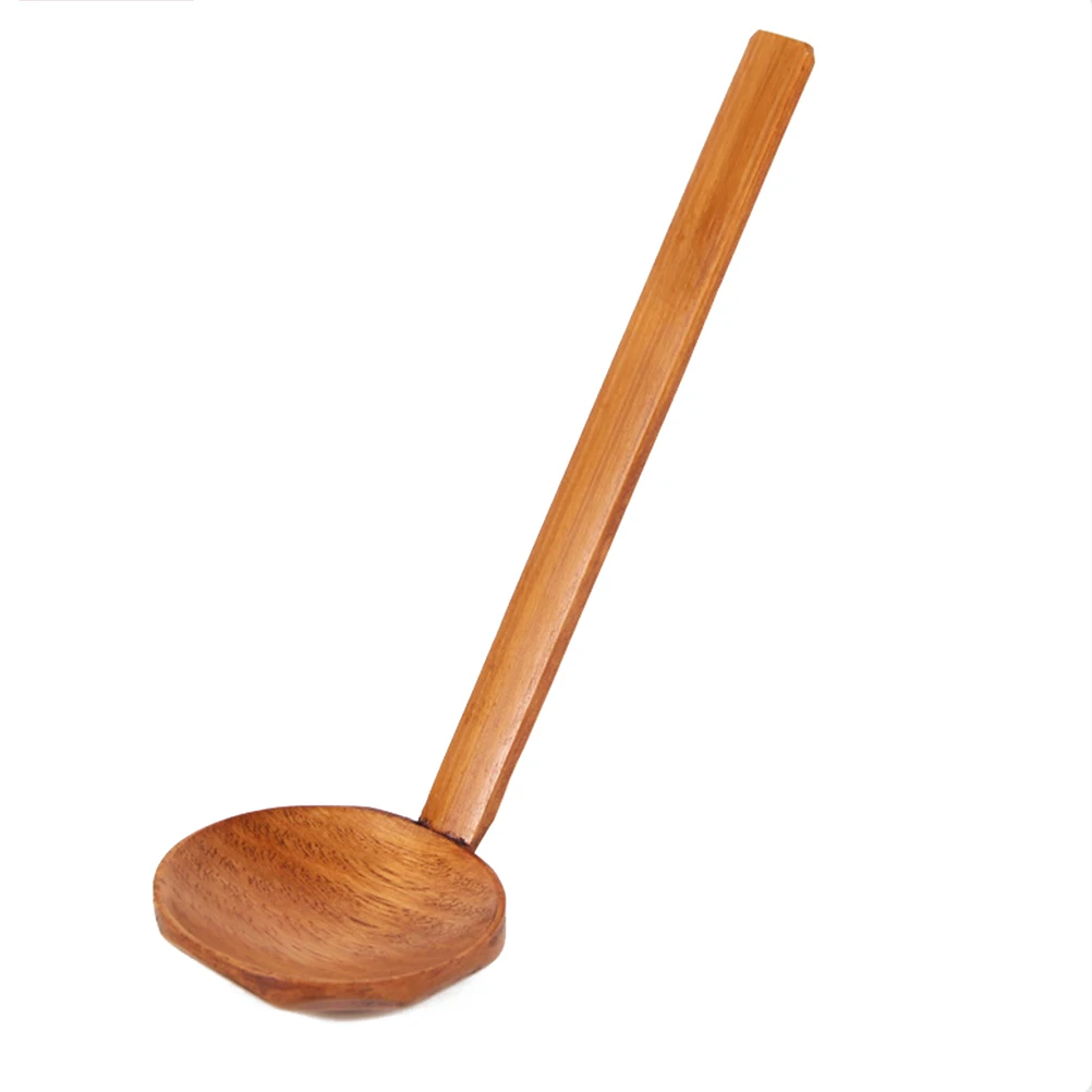 

2Pcs Natural Wood Colander Spoon Long Handle Heat Resistant Cooking Spoon Hot Pot Soup Mixing Ladle Nanmu Wood