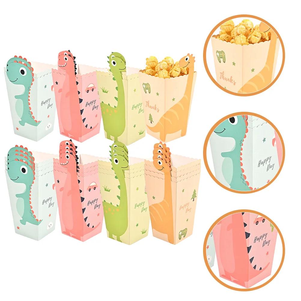 24 Pcs Popcorn Box Birthday Party Supplies Boxes for Dinosaur Candy Bags Kids Container Buckets Bowl Paper