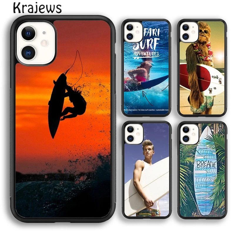 Krajews Surfer Surf Hang Loose Shaka Phone Case For iPhone 16 15 SE2020 14 6 7 8 plus 11 12 13 pro max coque Shell Fundas