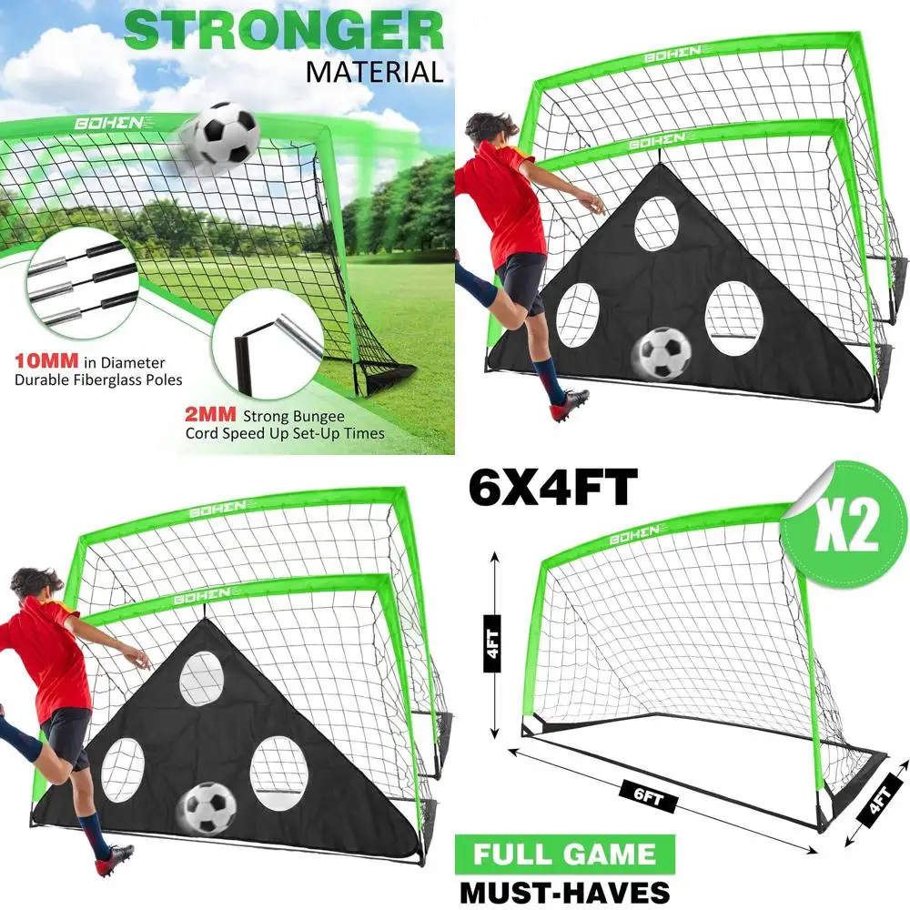 

Portable Soccer Goals for Kids, 6x4 Feet with Carry Bag, Suitable for Indoor/Outdoor Training and All Ages