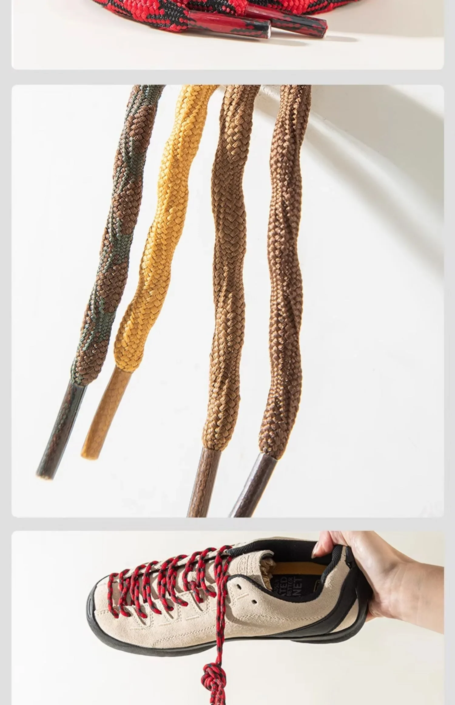 Wellenförmige Runde Schnürsenkel - Rutschfeste, Robuste und Langlebige Outdoor-Kletterschnürsenkel - Kugelförmiges Anti-Rutsch-Design für Wanderschuhe – Detail 12