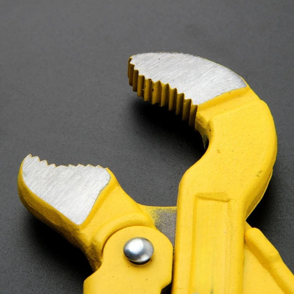Steel Pipe Wrench Featuring S Pattern and 45 Degree Offset for Effective Use on Galvanized Copper and PVC Plumbing Pipes