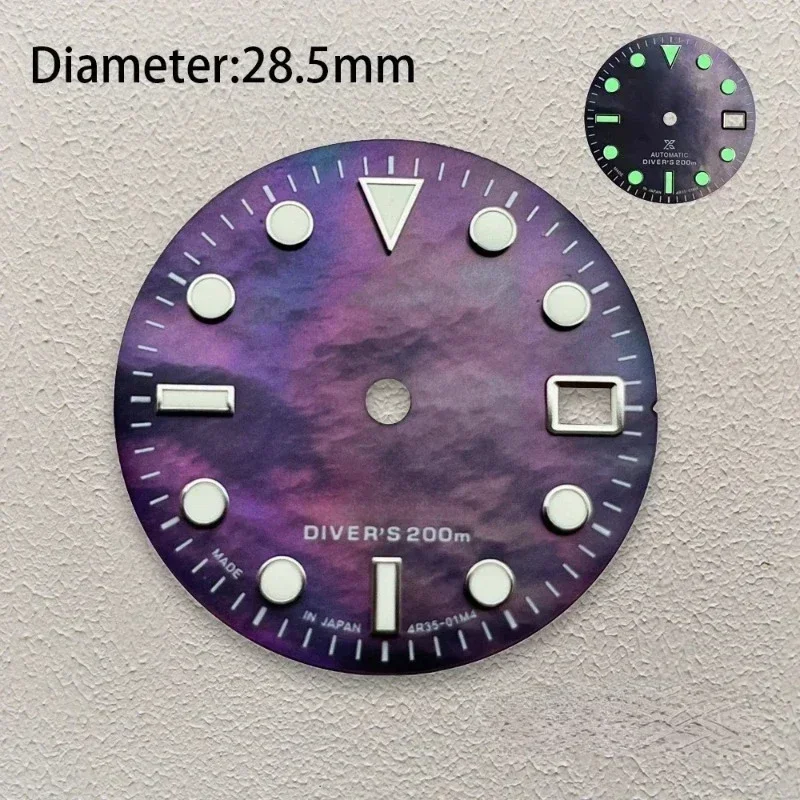 Quadrante da 29 mm quadrante a conchiglia adatto per movimento NH35 NH36 accessori per la modifica dell'orologio logo personalizzato luminoso verde NUOVO fai da te
