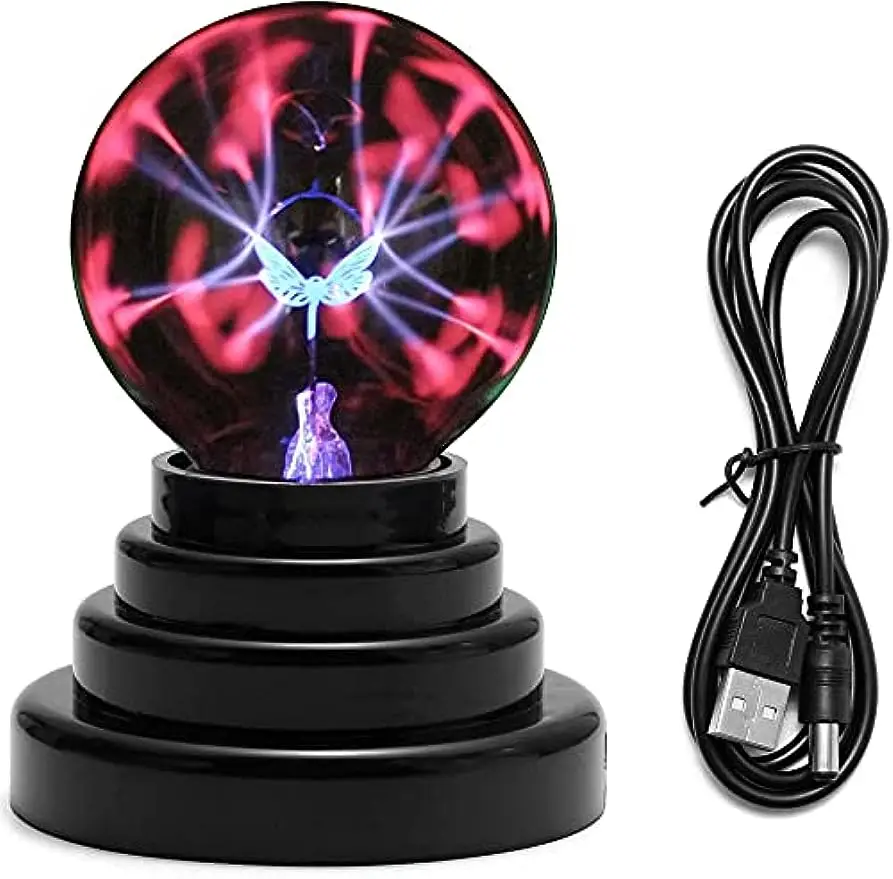 3-Inch USB Plasma Ball Lamp - Touch Sensitive Thunder Light for Parties, Home Decor, and Gifts