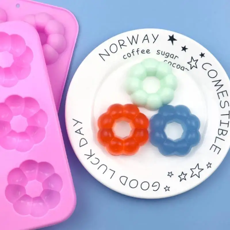 6Cavity Flower Shaped Silicone Donut Mold 3D Fondant Cake Chocolate Baking Tool Non-Stick Mould For Muffins Dessert