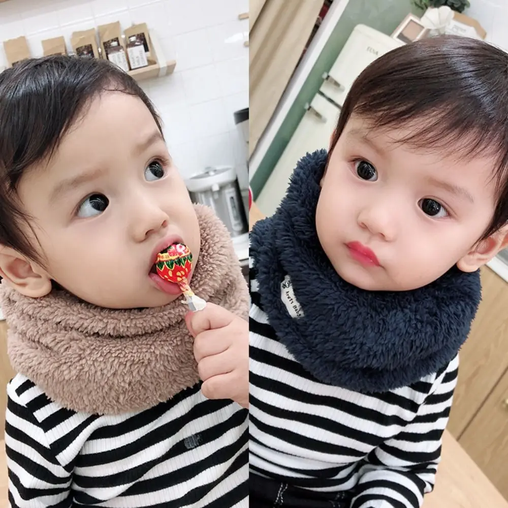 

2-16 Years Old Fleece-lined Kids Winter Scarf Warm Thickened Plush Scarves Windproof Cute Children Neck Warmer