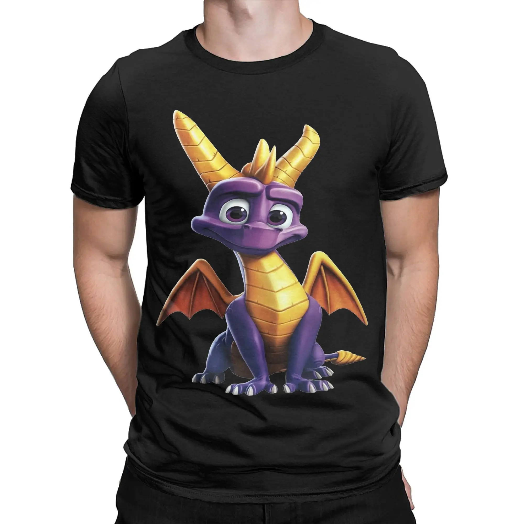 Spyro the Dragon T-Shirt for Men  Vintage 100% Cotton Tee Shirt Crewneck Short Sleeve T Shirts Gift Idea Clothes