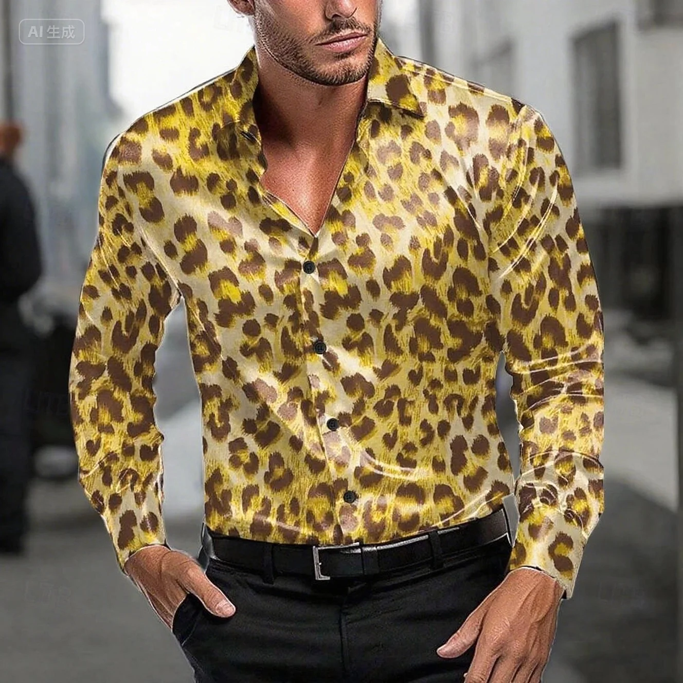 Casual  Leopard Print Men's Shirt 12 Colors Button Shirt Long Sleeve Fashion Casual Party Leisure Spring Autumn Lapel Tops