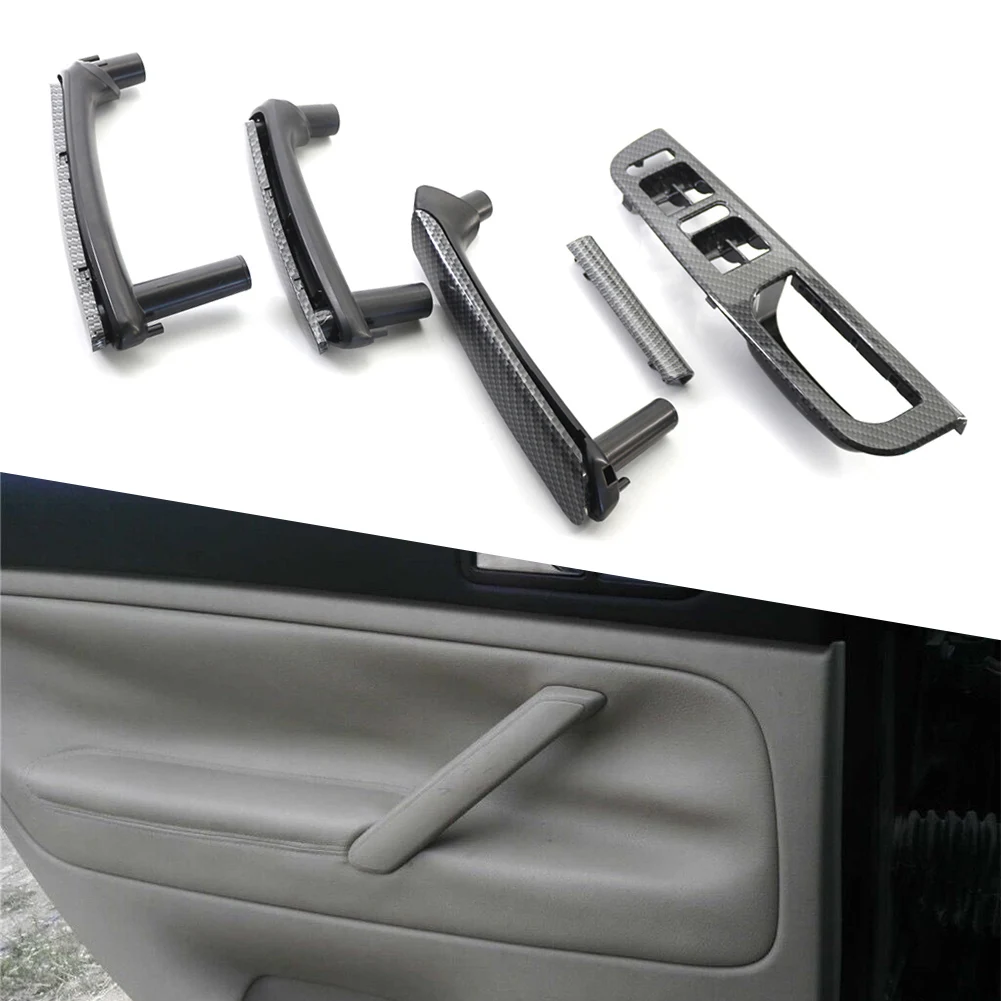 Auto Carbon Fiber Style Door Pull Grab Handle Switch Bezel Cover Fit For VW Passat B5.5 1998 1999 2000 2001 2002 2003 2004 2005