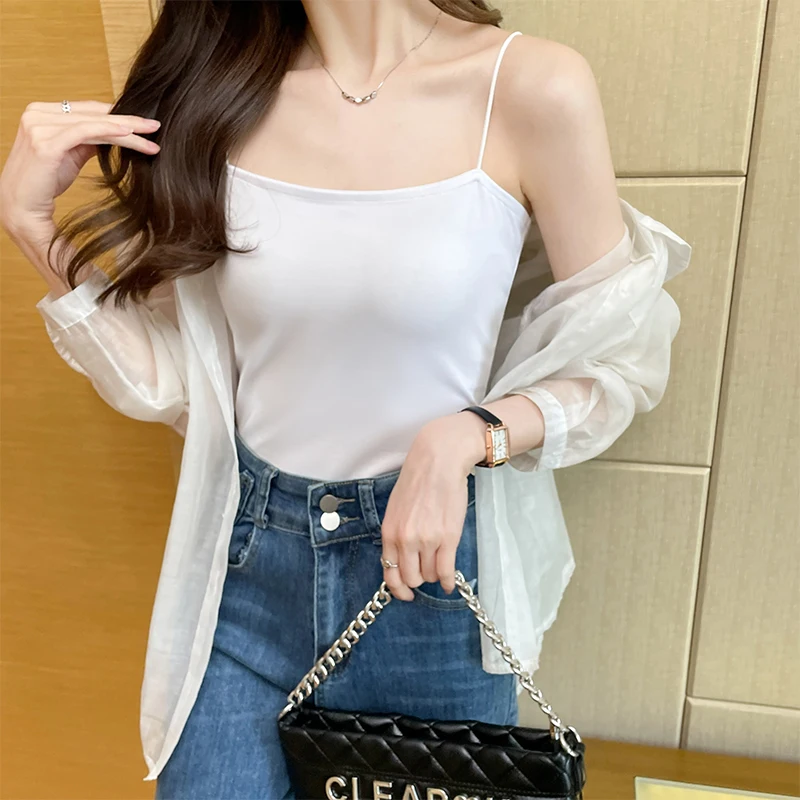 

Ladies Classic Cotton Tank Top Heavyweight Basic Solid Color Minimalist Vest Breathable Fabric Relaxed Fit Casual Wear Essential