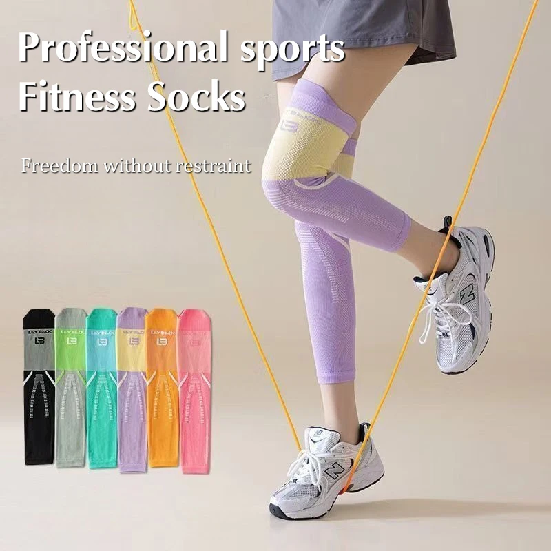 1 Pair Knee Support Brace Compression Sleeve Long Full Legs Sleeve Badminton Tennis Running Anti-Slip Breathable Full Leg Guards