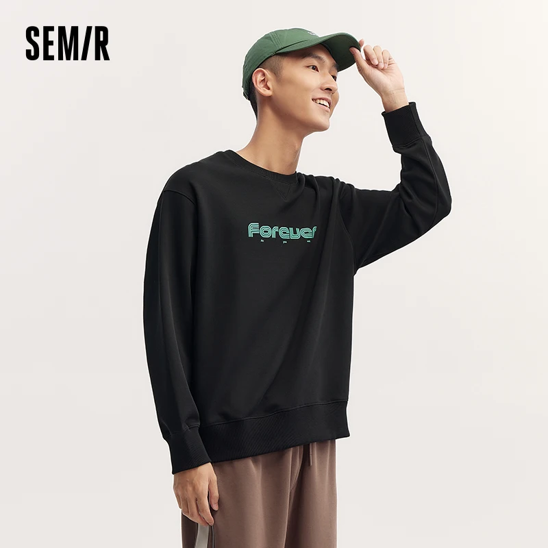 Semir Sweater Men 2024 Autumn Fashion Letter Printed Tops Sport Style Off Shoulder Casual Pullover