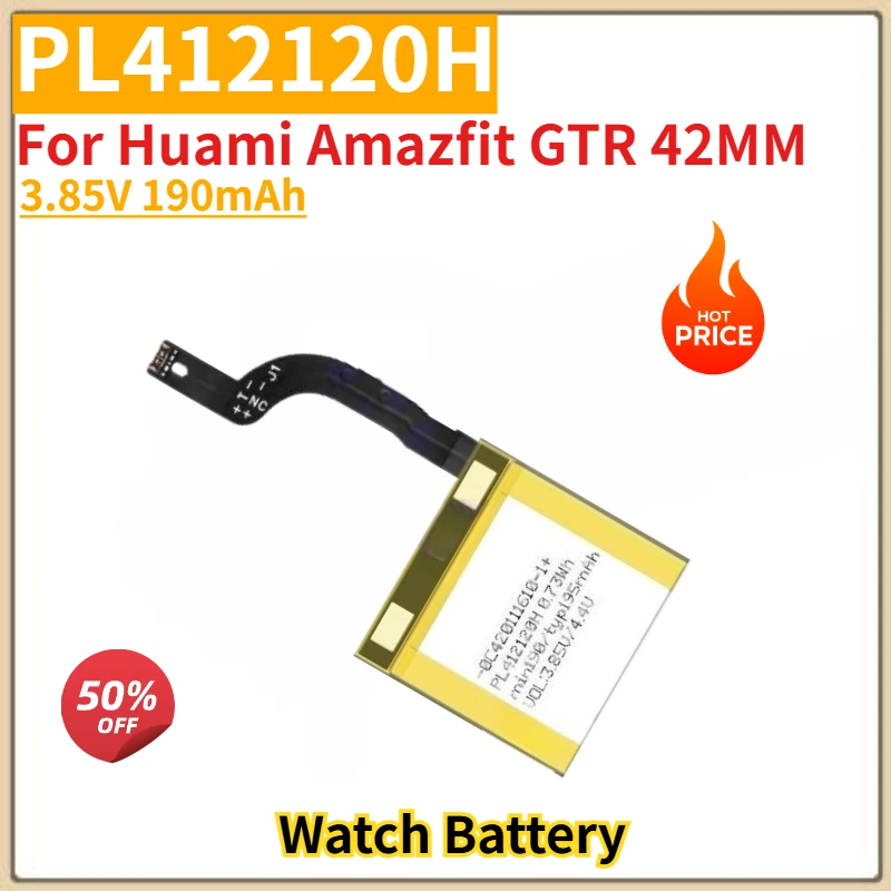 

High Quality PL412120H Watch Battery 3.85V 190mAh For Huami Amazfit GTR 42MM Brand New Replacement Battery