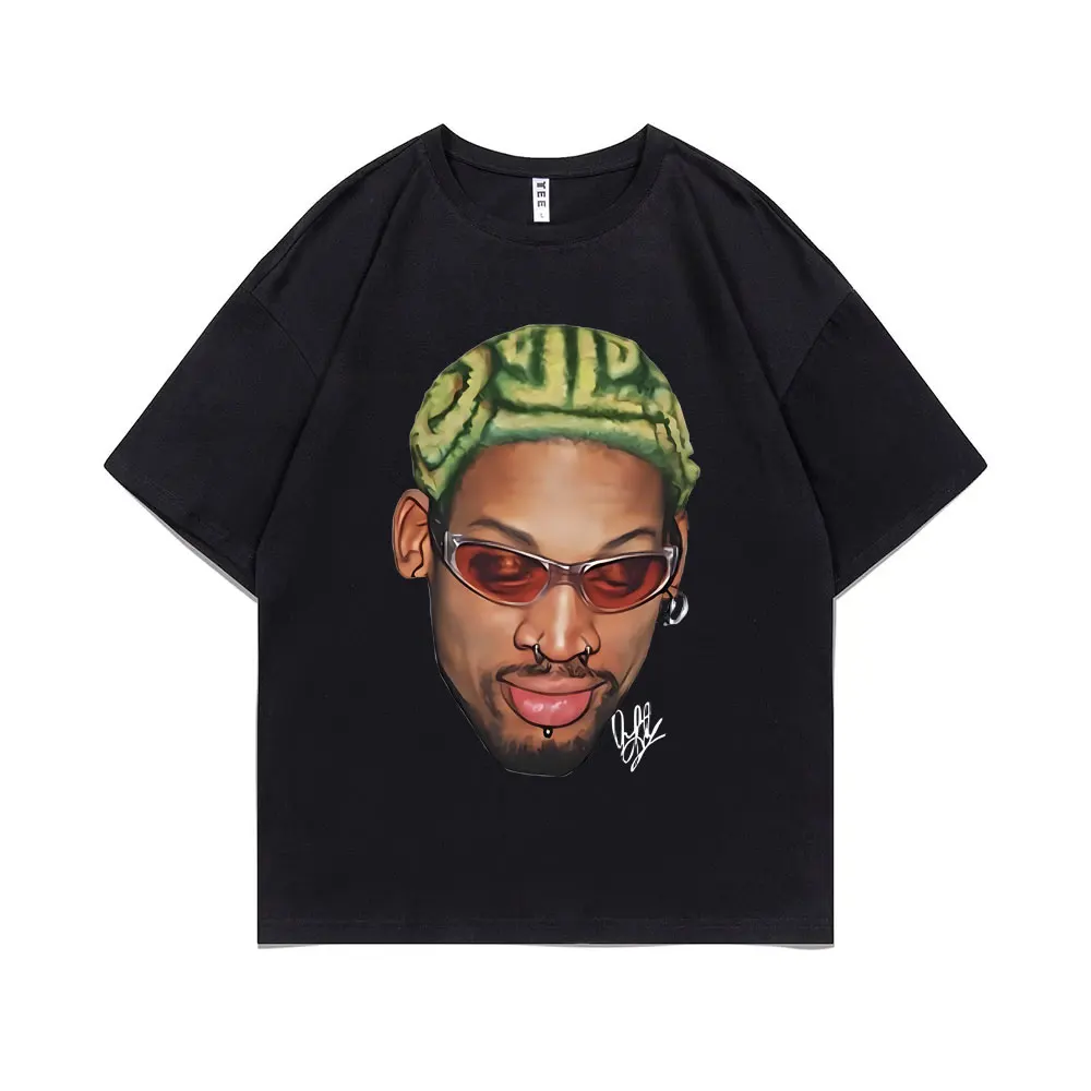 

The Worm Dennis Rodman Big Face Graphic T-shirt Men Women Hip Hop Oversized Basketball Boys T Shirts Unisex Vintage Casual Tees