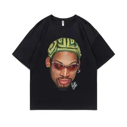 Robak Dennis Rodman koszulka z grafiką na dużą twarz mężczyźni kobiety Hip Hop Oversized koszykówki chłopcy T shirty Unisex Vintage koszulki w stylu Casual