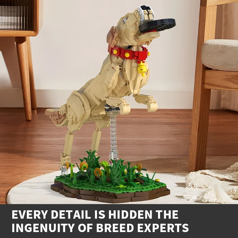 Juego de bloques de construcción de Labrador Retriever, 1257 Uds., modelo Animal creativo, decoración de escritorio, juguetes Diy para niños, regalos de vacaciones