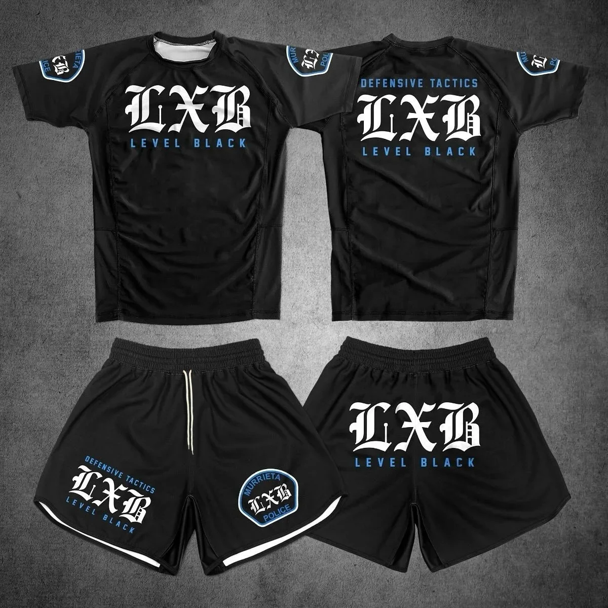 V1 LXB AJJ séchage rapide noir anti-éruption ensemble de gymnastique Levelxblack Jersey froncé V2 niveau noir T-shirt et short Combo pour le Fitness